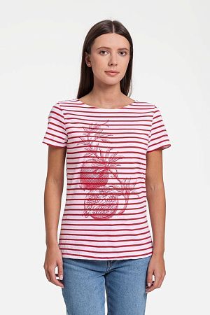 Футболка женская Grand Granat New, белая с красным, размер XS