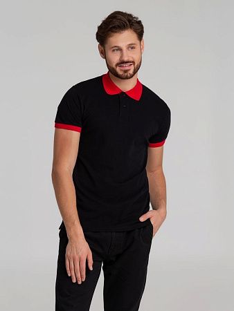 Рубашка поло Prince 190, черная с красным, размер XS