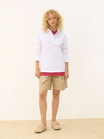 Рубашка поло унисекс с длинным рукавом Pacific LSL, белая, размер XS