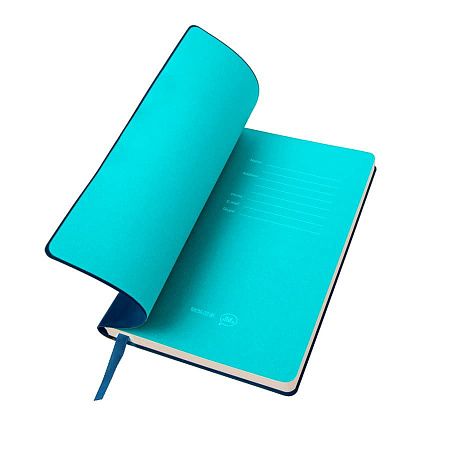 Бизнес-блокнот FUNKY, 130*210 мм, темно-синий, голубой форзац, мягкая обложка, в линейку
