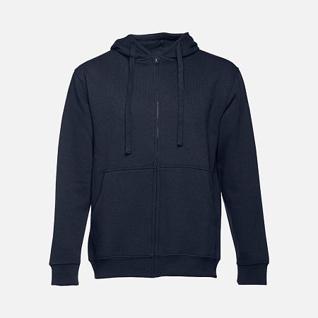 Толстовка мужская на молнии с капюшоном Amsterdam, темно-синяя, размер XXL