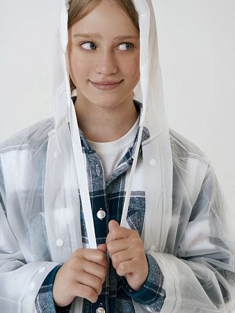 Дождевик детский RainDrop Kids, белый, размер 8 лет (118-128 см)