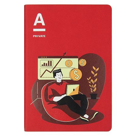 Ежедневник Flexy Latte Color Print Sample Альфабанк А5, красный, недатированный, в гибкой обложке