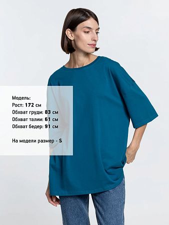 Футболка унисекс оверсайз Crosstown, бирюзовая (морская волна), размер S