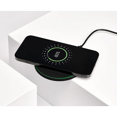 Беспроводное зарядное устройство с подсветкой 15W Аурис (Auris), черное