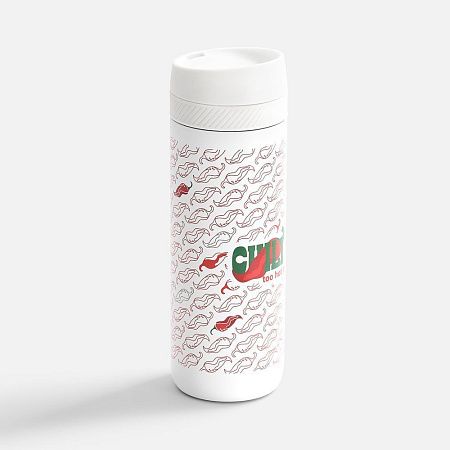 Термостакан X1 с цветной кнопкой, белый с красным