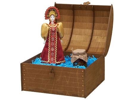 Подарочный набор: кукла фарфоровая, мёд с миксом из орехов