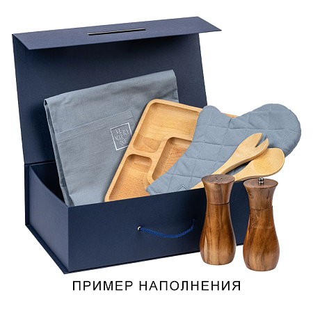 Подарочная коробка, размер 39*26,3*11 см, Solution Prestige Big Case Soft с магнитным клапаном и ручкой , темно-синяя