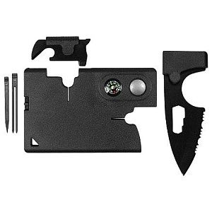 Карточка Tools leeds, 9 функций, инструменты из нержавеющей стали, корпус из полупрозрачного черного пластика