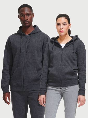 Толстовка женская на молнии с капюшоном Seven Women, серый меланж, размер S