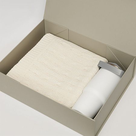 Подарочный набор Montana, белый (плед, термокружка)