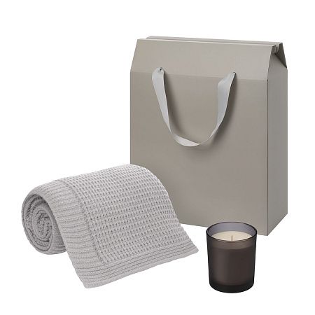 Подарочный набор Enigma. Malta Soft, серый (свеча, плед)