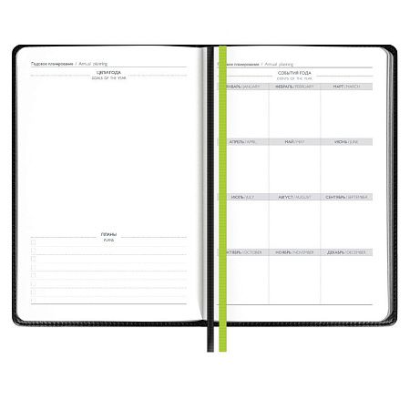 Ежедневник Alanis, недатированный, черный с зеленым
