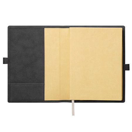 Ежедневник-портфолио Клип (Clip NEO) недатированный в подарочной коробке, черный (в комплекте ручка Tesoro серебро)