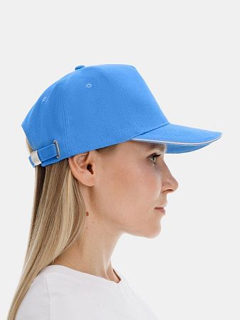 Бейсболка Classic 2.0, синяя с белым кантом