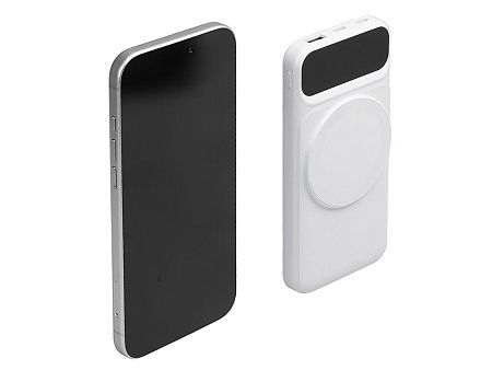 Магнитный беспроводной внешний аккумулятор со встроенными кабелями «Мэни», 10000 мАч