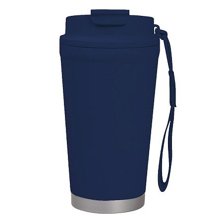 Термокружка Alba металлическая, 410 мл, темно-синяя с серебром