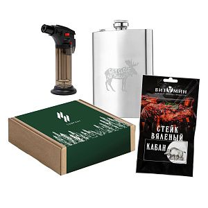 Подарочный набор «Походник»: газовая горелка, фляга, стейк