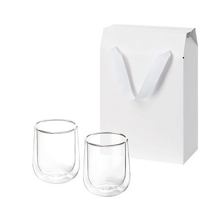Подарочный набор 2 стеклянных стакана Lungo в коробке-пакете