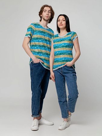 Футболка женская Rayet Lady двусторонняя, голубая с зеленым, размер M