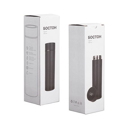 Термос "Бостон silver line" 500 мл с индикацией температуры, пудра