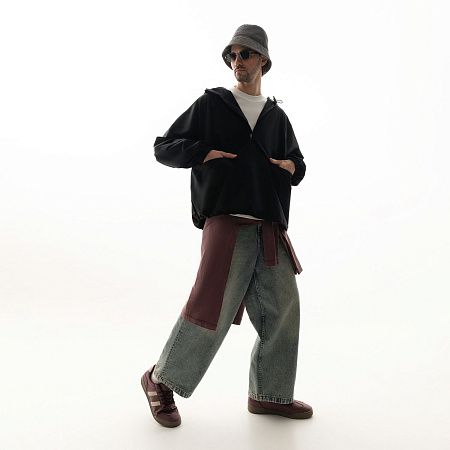 Ветровка (анорак) оверсайз унисекс RISSMAN, черная, размер XL/XXL