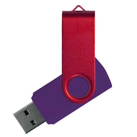Флеш накопитель USB 2.0 Twister Сolor Mix 16GB, пластик Софт Тач/металл, фиолетовый/красный