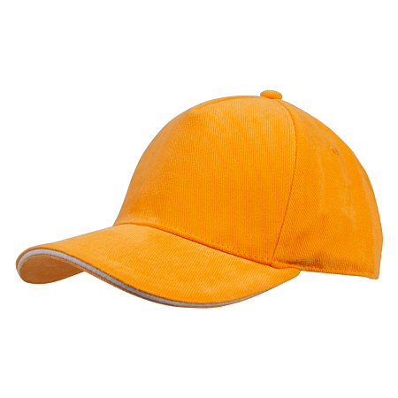 Кепка 5- панельная Salerno Heavy 350,  c белым сендвичем, оранжевая