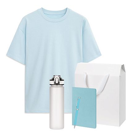 Набор с одеждой RUST (футболка, бутылка, блокнот, ручка), голубой, XS/S