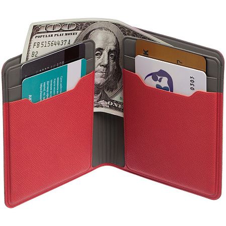 Картхолдер с отделением для купюр Dual, красный