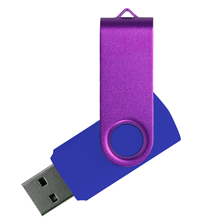 Флеш накопитель USB 2.0 Twister Сolor Mix 16GB, пластик Софт Тач/металл, синий/фиолетовый