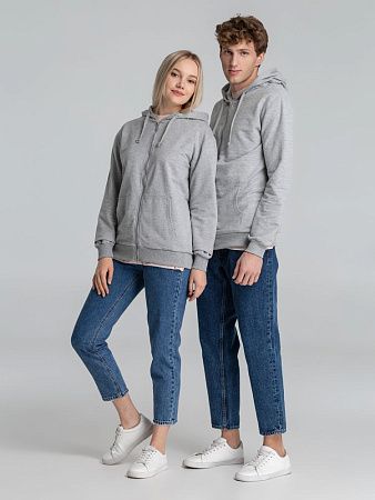 Толстовка на молнии с капюшоном Unit Siverga, серый меланж, размер S