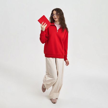 Толстовка на молнии унисекс FLOW, красная, размер M/L