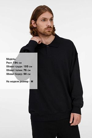 Свитшот оверсайз унисекс S6, черный, размер XS/S