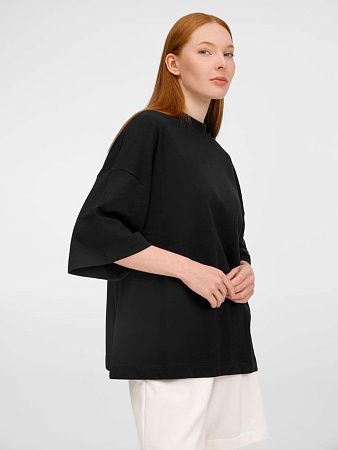 Футболка оверсайз унисекс T9, черная, размер XS/S