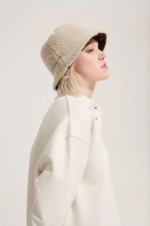 Панама Bucket двусторонняя утепленная, темно-серая с бежевым, размер S/M