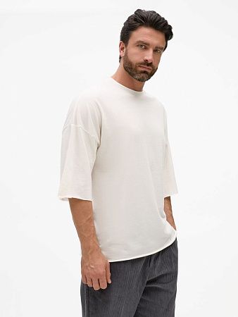 Футболка унисекс оверсайз T1, молочно-белая, размер M/L