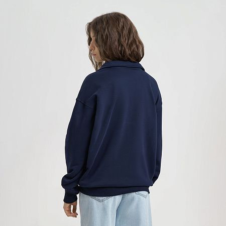 Толстовка на молнии унисекс Флоу (Flow), темно-синяя