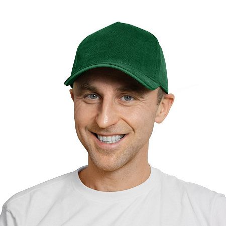 Кепка 5- панельная Oxford 300, c темно-зеленым сендвичем, темно-зеленая