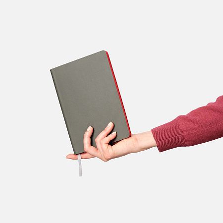 Ежедневник Латте софт-тач (Latte soft touch) недатированный, серый/красный