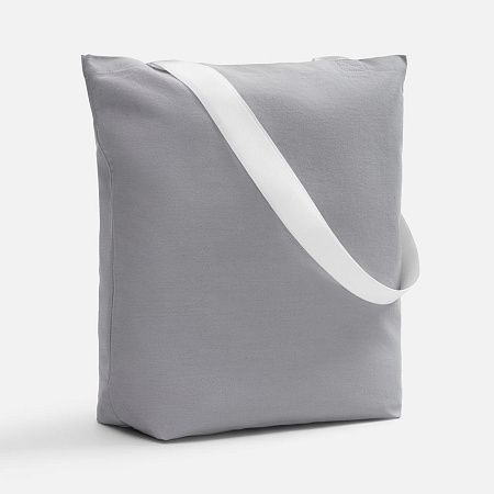 Шопер B5, серый с широкими белыми ручками