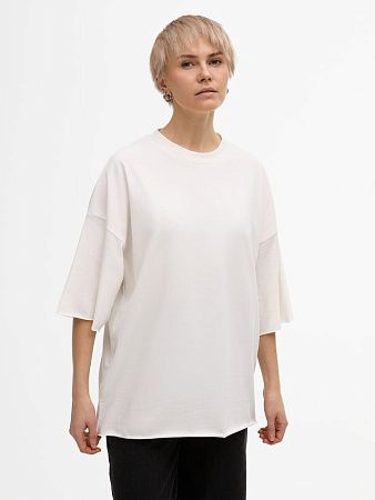 Футболка унисекс оверсайз T1, молочно-белая, размер M/L