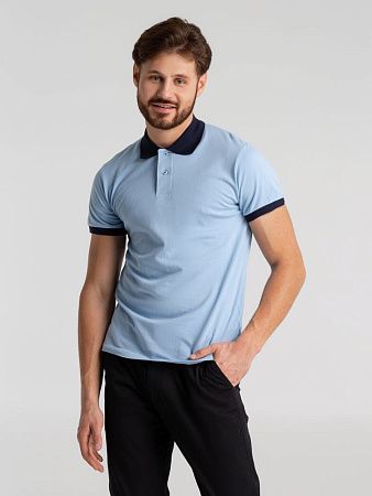Рубашка поло Prince 190, голубая с темно-синим, размер XS