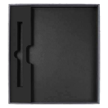 Коробка подарочная, размер  203*220*30 мм,  Solution Gift Linen  для ежедневника и ручки, антрацит (темное серебро)