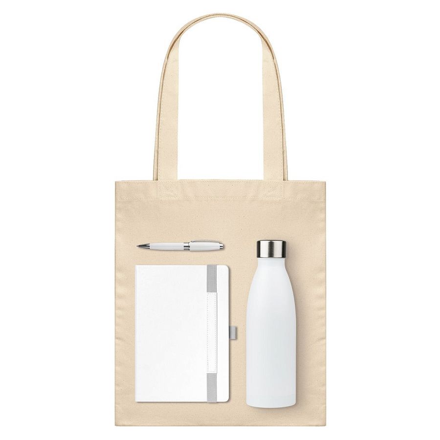 Подарочный набор Galaxy, белый (ежедневник, ручка, термобутылка, шоппер)