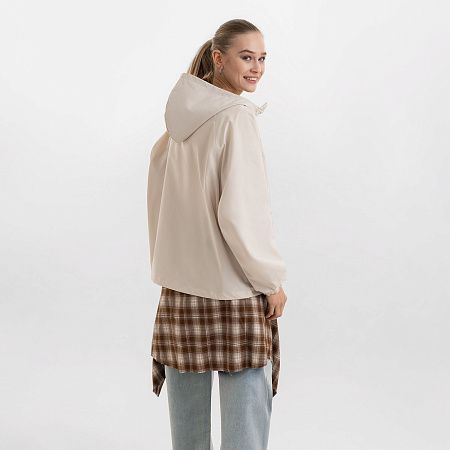 Ветровка (анорак) оверсайз унисекс RISSMAN, бежевая, размер M/L