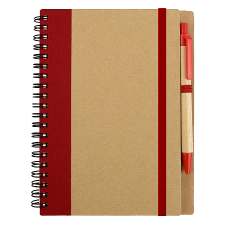 Блокнот B6 Easy Way, на пружине, в твердой обложке, c ручкой, красный