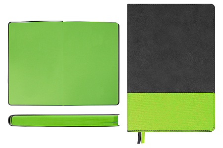 Ежедневник Flexy Treviso Nuba Sand Color А5, серый/салатовый, недатированный, в гибкой обложке
