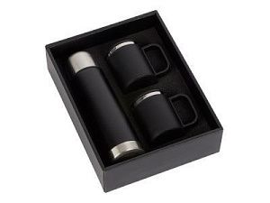 Набор «Лисбон»: термос и 2 термокружки v.2, цвет: черный