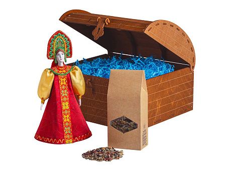 Подарочный набор: кукла фарфоровая, чай "Малина с мятой"